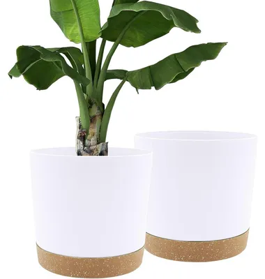 Produktbild von Blumentöpfe 2er Set 30.5cm Weiß mit Untersetzer für Zimmerpflanzen und Garten