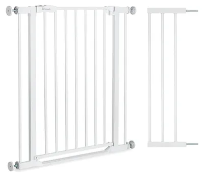 Obrázek produktu pro Zábrana na schody - Bezpečnostní zábrana - 96 až 101 cm - Bílá - S prodloužením 21 cm - Bez vrtání