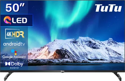 Produktbild von TuTu Android Smart TV - QLED 4K Ultra HD - 50 Zoll/127 cm - Randlos Design - Tripple Tuner DVB-T/T2/S/S2/C - HDMI x3, USB x2, CI+ - Sprachsteuerung & Streaming-Apps - Montiert in Eindhoven, Niederlande - TUQ50UN1