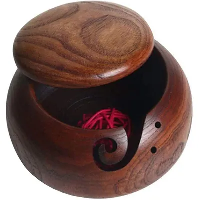 Produktbild von Handgefertigte Holz Garnschale aus Rosenholz mit Deckel, 6,3''