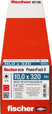 Obrázok produktu pre Fischer 566327, Skrutka, pozinkovaná oceľ, Drevo, Zinok, Čiastočný závit, Zapustená hlava