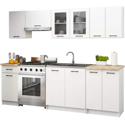 Produktbild von Küchenzeile OLIWIA 2.4m Modulares Weiß 240 cm 1 Schublade B240xH203xT46 cm