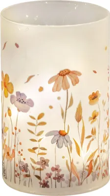 Produktbild von formano LED Tischlampe Deko Blumenwiese Zylinder Stimmungslicht aus Glas & Holz