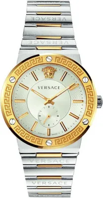 Produktbild von Versace VEVI00320 Greca Logo gold silber Edelstahl Armband Uhr Herren NEU