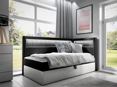 Produktbild von MIRJAN24 Boxspringbett Gold Junior 3 100x200, Einzelbett mit Bonellfederkern, Härtegrad - H3 (Farbe: Soft 017 + Fresh 17, Seite zum Öffnen des Bettkastens: Rechts)