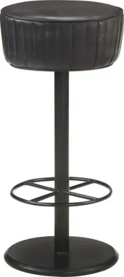 Produktbild von The Living Store Barhocker Schwarz Echtleder