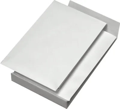 Produktbild von mayer-network 30007072 Faltentaschen - B4, ohne Fenster, 40 mm-Falte, Klotzboden, haftklebend, 140 g/qm, weiß, 100 Stück