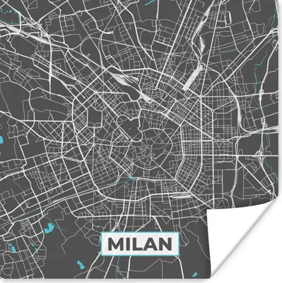 Produktbild von MuchoWow® Poster Mailand - Stadtplan - Blau - Karte 100x100 cm - Babyzimmer