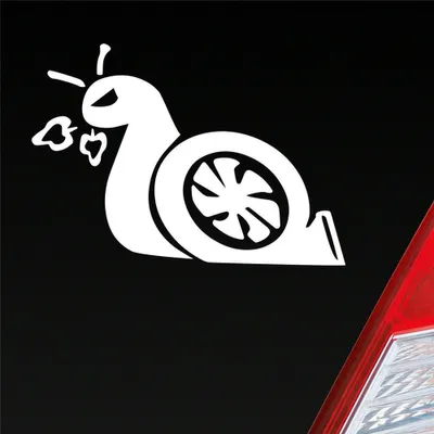 Produktbild von Auto Aufkleber Turboschnecke Schnecke Rennschnecke Race 12x8,5 cm Weiss Glanz Sticker Heckscheibenaufkleber