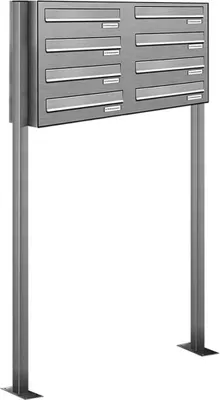 Produktbild von 8er V2A Edelstahl Standbriefkasten Freistehend Durchwurfanlage