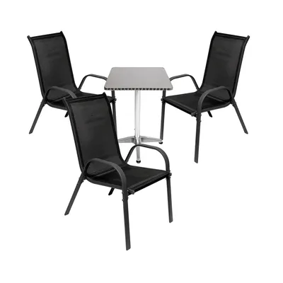 Image de set de balcon 4 pièces Bistro Ensemble table + 3 chaises empilables