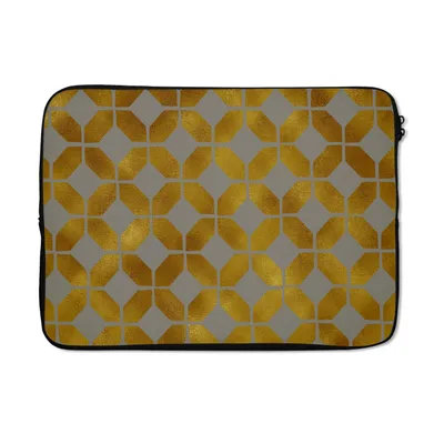 Produktbild von MuchoWow® Laptop Hülle 14 ZollMuster - Gold - Figur - Grau Laptoptasche - Laptoptasche - Stoßsicher - Schutzhaube