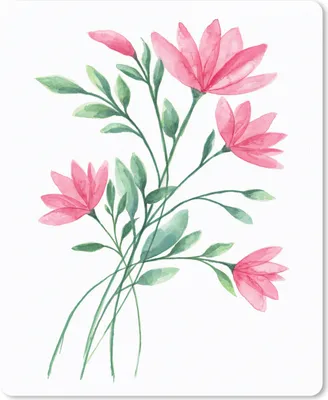 Produktbild von MuchoWow® Mauspad Mousepad Blumen - Aquarell - Rosa 19x23 cm - Mousepads - Maus Mat - Pad - Mausunterlage - Mauspads - Spielen