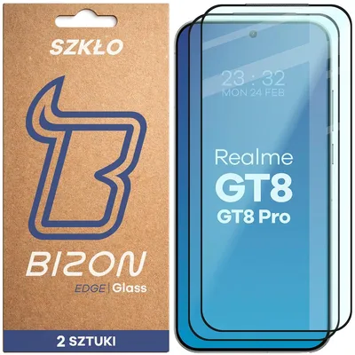 Produktbild von 2x Gehärtetes Glas für Realme GT 8 / 8 Pro, Bizon Glass Edge Duo, Schwarzer Rahmen