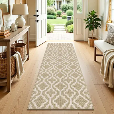 Flurläufer beige 50x150 cm rutschfest waschbar
