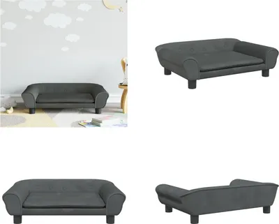 Produktbild von vidaXL Kindersofa Dunkelgrau 70x45x26 cm Samt - Kindersofa - Kindersofas - Minisofa - Spielzimmersofa