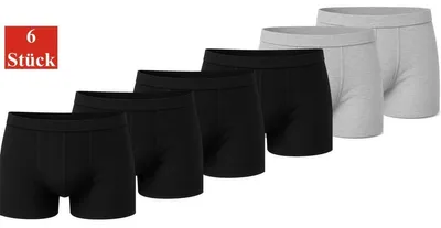 Produktbild von Boxershorts Herren Retroshorts Unterwäsche Unterhosen Baumwolle; 4x Schwarz, 2x Grau L