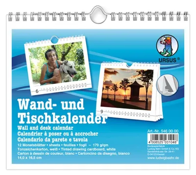Produktbild von URSUS Wand-und Tischkalender weiß 14x16,5cm