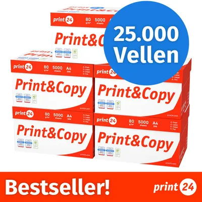 Productafbeelding van NIEUW: print24 Printerpapier Kopieerpapier 25000 Vel 50 x 500 A4 Premium Extra Wit CIE 160 Testwinnaar PEFC-gecertificeerd