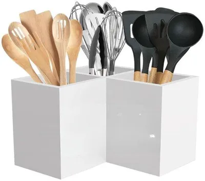 Produktbild von Famanu Küchenutensilien Halter aus Holz mit 3 Fächern - Dreieckig