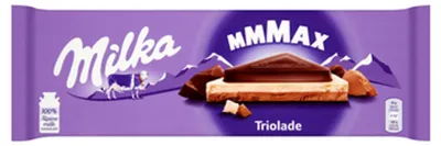 Productafbeelding van Milka Mmmax Triolade, melkchocolade en pure chocolade, 280 g, 2300 kJ, 551 kcal, 33 g, 20 g
