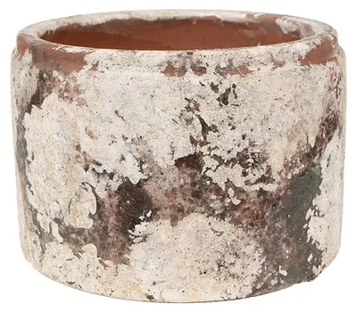 Productafbeelding van Clayre & Eef bloempot, diameter 18 cm, hoogte 11 cm, beige, groen, terracotta