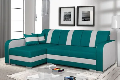 Produktbild von Schlafsofa YENA – Petrol/Silber, links