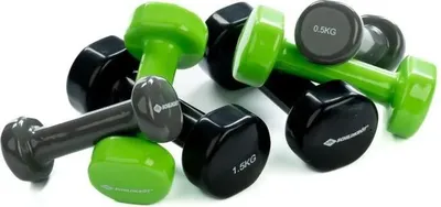 Immagine prodotto di Set di manubri Schildkröt, peso totale 3 kg, 2 x 0,5 kg antracite, 2 x 1,0 kg verde limone, 2 x 1,5 kg nero, rivestimento in vinile, valigetta inclusa