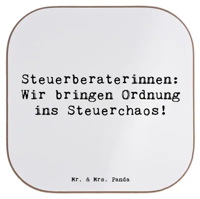 Produktbild von Mr. & Mrs. Panda Untersetzer Quadratisch Spruch Steuerberaterin Ordnung - Weiß - Geschenk, Liebevoll, Berufspassion, Gläser, Berufsgestaltung, Getränkeuntersetzer, Beruf
