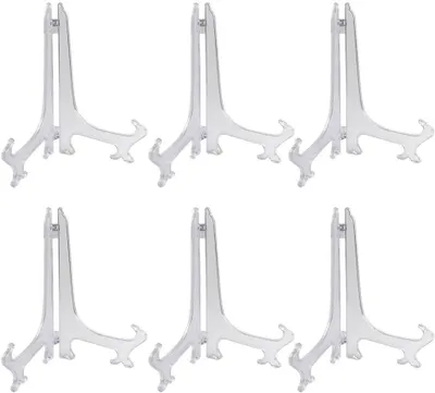 Produktbild von 6 transparente, verstellbare Kunststoff-Staffeleien für Teller, Kunstwerke, Bilder und Rahmen, 10,2 cm, 15,2 cm und 25,4 cm