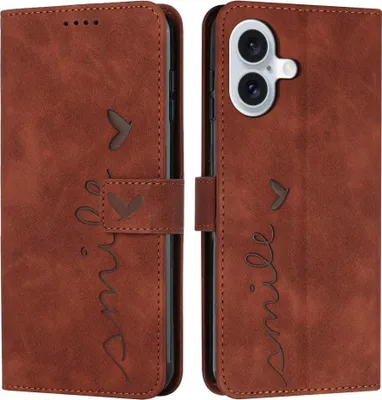 Produktbild von iPhone 16 Hülle - Coverup Smile Klapphülle - Braun