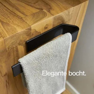 Produktbild von Schwarze Bad- und Küchentuchhalter ohne Bohren, selbstklebend, 40 cm