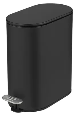 Obrázok produktu pre WENKO Kozmetický kôš Mod Collungo Kôš s pedálom 5 l Automatické zatváranie Tiché zatváranie Kov Oceľ pre kúpeľňu Čierny 14 x 28,5 x 29,5 cm Matný s vnútorným košom