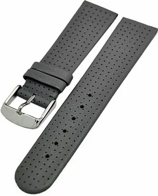 Produktbild von Uhrenarmband mit Lochprägung Golfer-Design 22mm grau Kalbleder