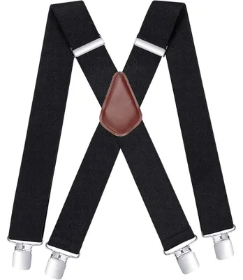 Immagine prodotto di Bretelle da uomo, larghezza 5 cm, forma a X, 4 clip metalliche, regolabili, elasticizzati, colore nero