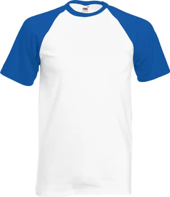 Produktbild von Fruit Of The Loom Herren Baseball T-Shirt, kurzärmlig BC327 (XL) (Weiß/Royal)