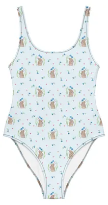 Produktbild von Mr. & Mrs. Panda Badeanzug Hase Blume Größe M - Blau - Geschenk, Badebekleidung, Kaninchen, Geburt, Ostern, Geburtstag, Strandmode, Hoffnung, Swimsuit, Bademode, Träume