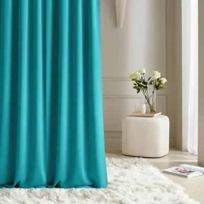 Image de Rideau ROOM99 Aura, avec œillets, 140 x 250 cm, turquoise, 1 pièce