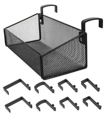 Image de Panier suspendu en métal pour lit, panier de rangement suspendu, organiseur suspendu pour tables de chevet, lits superposés, têtes de lit, noir