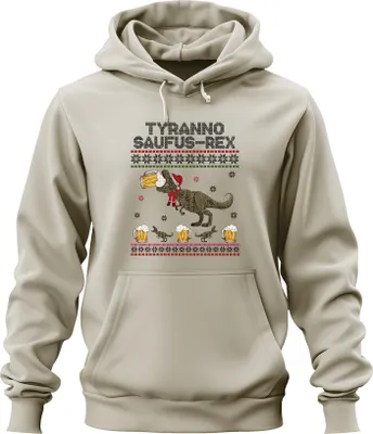 Obrázok produktu pre Tyranno Saufus-Rex Ugly Sweater - Christmas Xmas Christmas Uni mikina s kapucňou, Nature, XXL