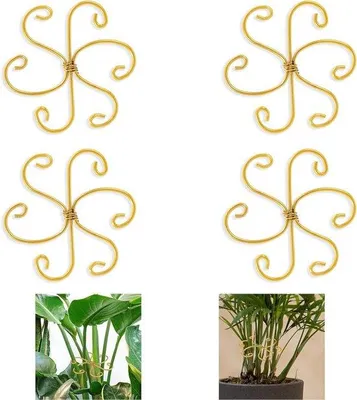 Imagen del producto de Soporte de metal dorado para plantas, juego de 4 piezas, ideal para Monstera