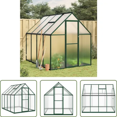 Produktbild von The Living Store Gewächshaus mit Fundamentrahmen Grün 224x169x195 cm Aluminimum