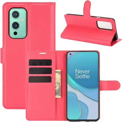 Produktbild von König Design Hülle kompatibel mit OnePlus 9 Kunstleder Handyhülle - Handy Case Rot