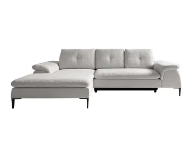 Produktbild von Ecksofa mit Schlaffunktion - Ecke links - Bouclé-Stoff - Weiß - JOLESA