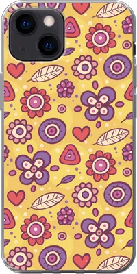 Produktbild von MuchoWow® Handyhülle Schutzhülle Hülle für Telefoonhoesje iPhone 13 mini Muster - Blumen - Lila - Orange Silikon Softcase Handy Hülle - Softcase