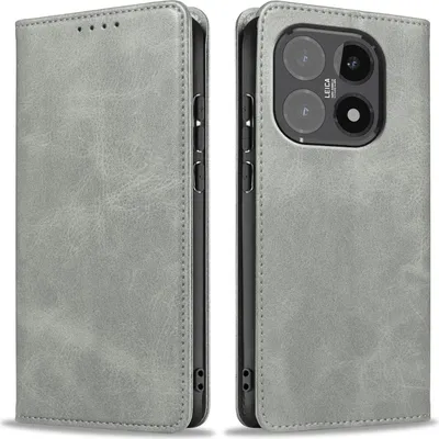 Produktbild von Handyhülle für Xiaomi 15T Kunstleder Flip Cover Hülle Handytasche Case Kartenfach Farbe: Grau