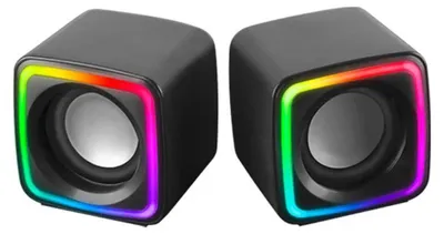 Obrázek produktu pro Mars Gaming MSCUBE Black, kompaktní herní reproduktory RGB, 8W zvukový procesor DSP, ovládání hlasitosti