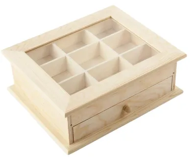 Imagen del producto de Caja para decoupage con cajón, 24 x 20 x 9 cm (kit de 3 unidades)