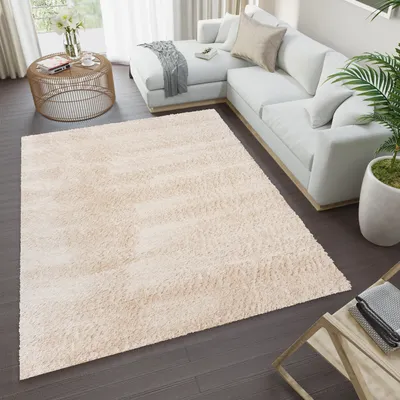 Obrázok produktu pre Koberec Obývacia izba Spálňa Jednofarebný Moderný dizajn Shaggy Vysoký vlas Dlhý vlas Béžová ÖKOTEX 140 x 200 cm