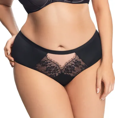 Produktbild von Gorsenia Dame Slip Unterhose Tüll Spitze Unterwäsche K649 Alicante, Schwarz, M